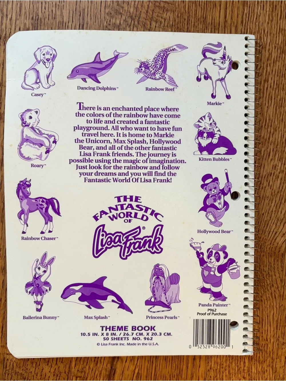 Vintage Y2K Lisa Frank Spiral Bound Notebook Puppies Violet Velvet Pinwheel 50pg